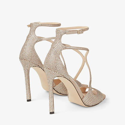 2026Ladies' Summer New Fashionable High-heeled Open Toed Sandals Square Toe Party Sexy 34-43Large Women's Shoes