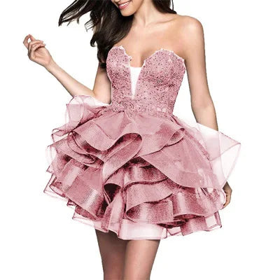 Customized Homecoming Dresses Ruffles Appliques Above Mini Cocktail Dresses Prom Party Gowns Formal Vestido De Fiesta