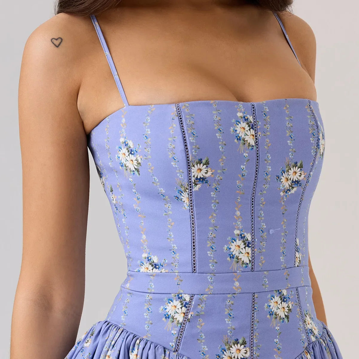 Oligai Floral Print Midi Sundress Elegant Spaghetti Strap Flowy Dress Aussie Summer Women Boho Chic Beach Dress