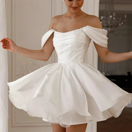 Elegant Short Wedding Dresses 2025 off the shoulder Beach Bridal Gown Formal Party Dresses Homecoming Dresses Customized 2025