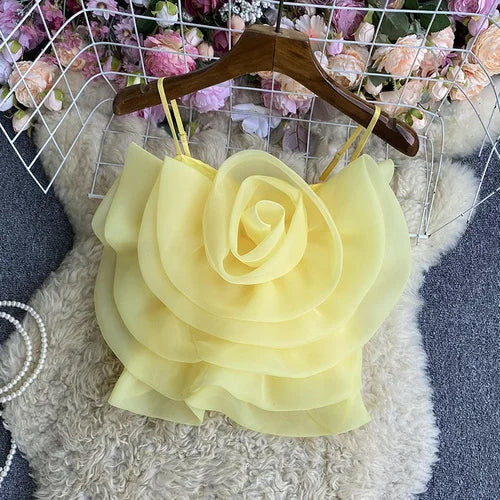 Spaghetti Strap Tank Top for Women New Arrival Slash Neck Tulle Bare Midriff Skinny Camis Summer Versatile Gallus Dropshipping
