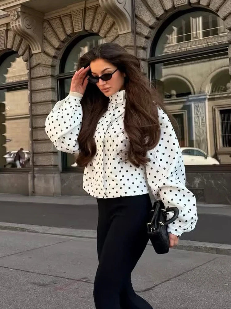 Women's Jackets Fashion Polka Dot Bomber Jacket Spring Women Long Sleeve Loose Jackets Coats Streetwear Female Outerwear Tops