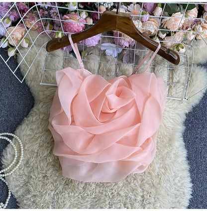 Spaghetti Strap Tank Top for Women New Arrival Slash Neck Tulle Bare Midriff Skinny Camis Summer Versatile Gallus Dropshipping