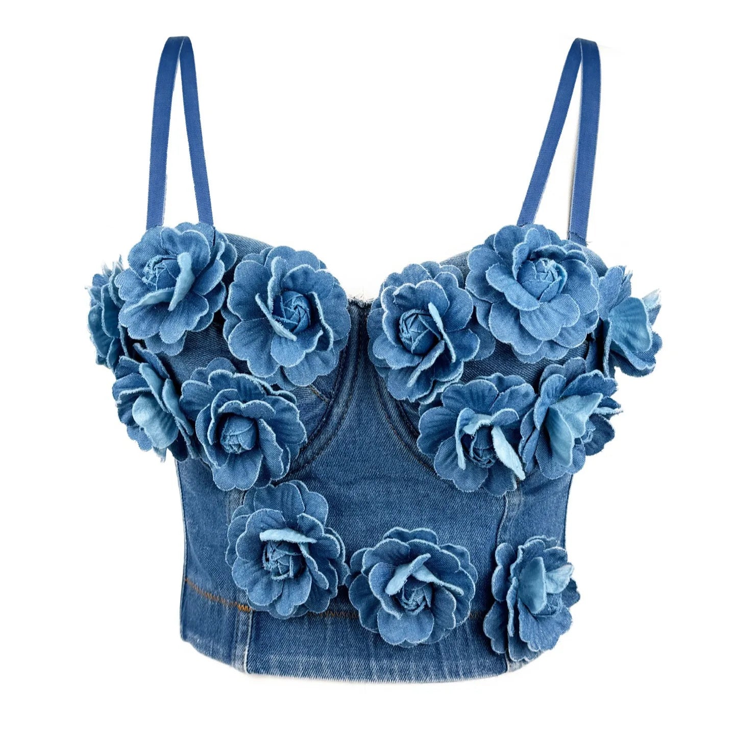 Sexy Beachwear Corset 3D Floral Applique Cute Women Deading Design Bustier Ladies Event Party Crop Top Short French Sweet Cami