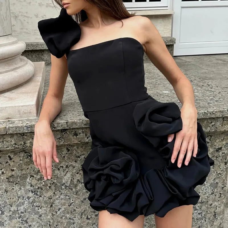 2025 Dress Women Female Clothing Fashion Elegant Evening Party New Women's Dress Waist Dress One Shoulder Tube Top Hip Skirt
