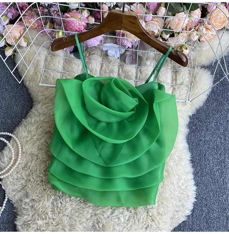 Spaghetti Strap Tank Top for Women New Arrival Slash Neck Tulle Bare Midriff Skinny Camis Summer Versatile Gallus Dropshipping
