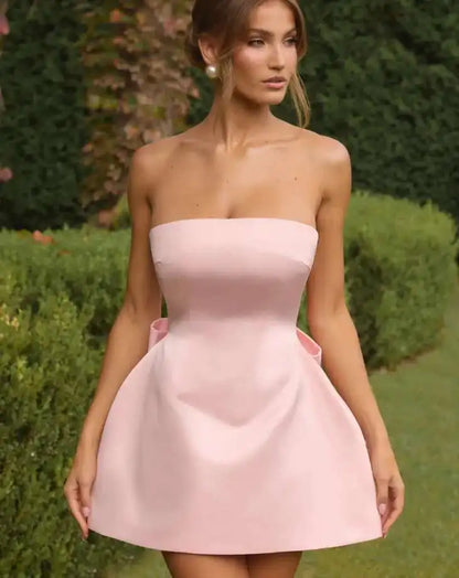 Townlike Bow Backless Nightclub Sexy Party Dress Women Mini 2025 Spring Summer Dress Strapless Slim Bodycon Dresses