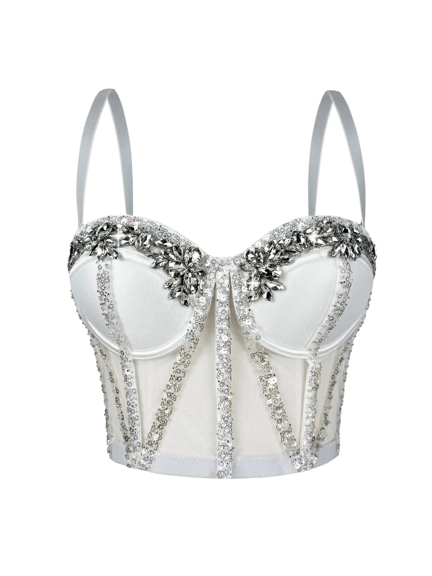 Rhinestones Female Corset Top Women Camis Nightclub Pearls Short Chest Binder Sexy Camisole Mujer Lingerie Tube Bra Debardeur
