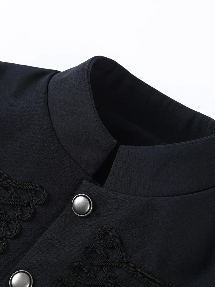 Vintage Napoleon Short Jacket for Women Stand Collar Full Sleeve Single-Breasted Slim Coat 2026 Spring Lady New Streetwear