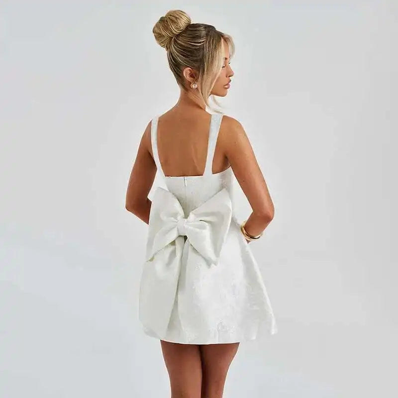 Avrilyaan Bow Spaghetti Strap Backless Sexy A-line Dress Women Strapless Party Dress Elegant Bodycon Mini Summer Dress Vestidos