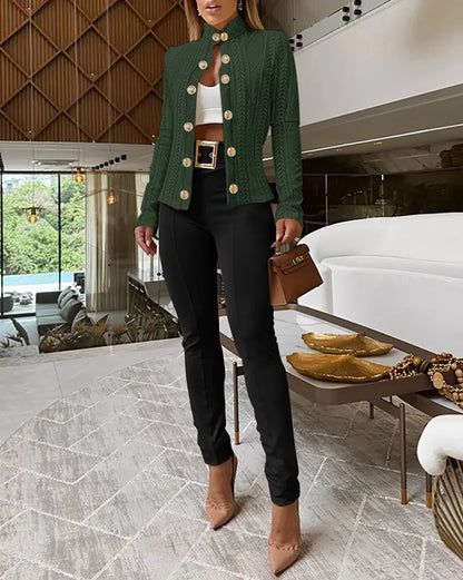 Women Button Long Sleeve Blazer Suit Coat Jacket Outwear Tops Ladies