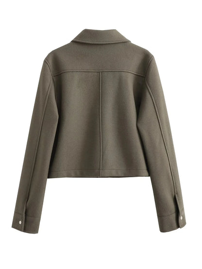 HH Jackets For Womens Autumn Fashion Solid Front Pockets Button Long Sleeve Jacket Elegant Woman Casual Outerwear Coat