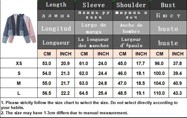 HH Floral Print Jacket For Women Autumn Quilted Reversible Cotton Coat Cardigan Long Sleeve Jackets Elegant Woman Streetwear