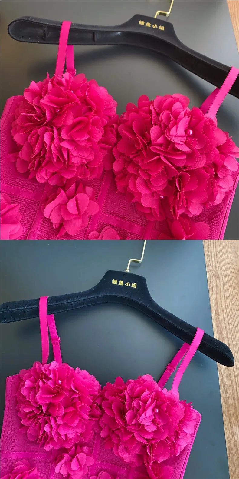 Sexy Beachwear Corset 3D Floral Applique Cute Women Deading Design Bustier Ladies Event Party Crop Top Short French Sweet Cami