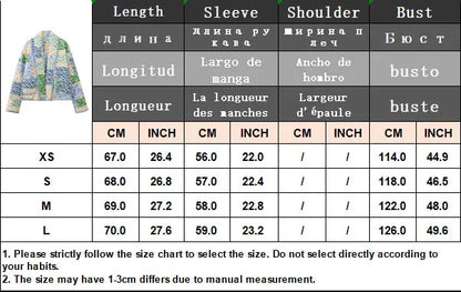 HH Floral Print Jacket For Women Autumn Quilted Reversible Cotton Coat Cardigan Long Sleeve Jackets Elegant Woman Streetwear