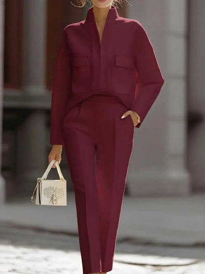 2026 Spring Urban Commute New Style Fashion Elegant Versatile Long Sleeve Lapel Pocket  Casual Suit blazer women suit set women