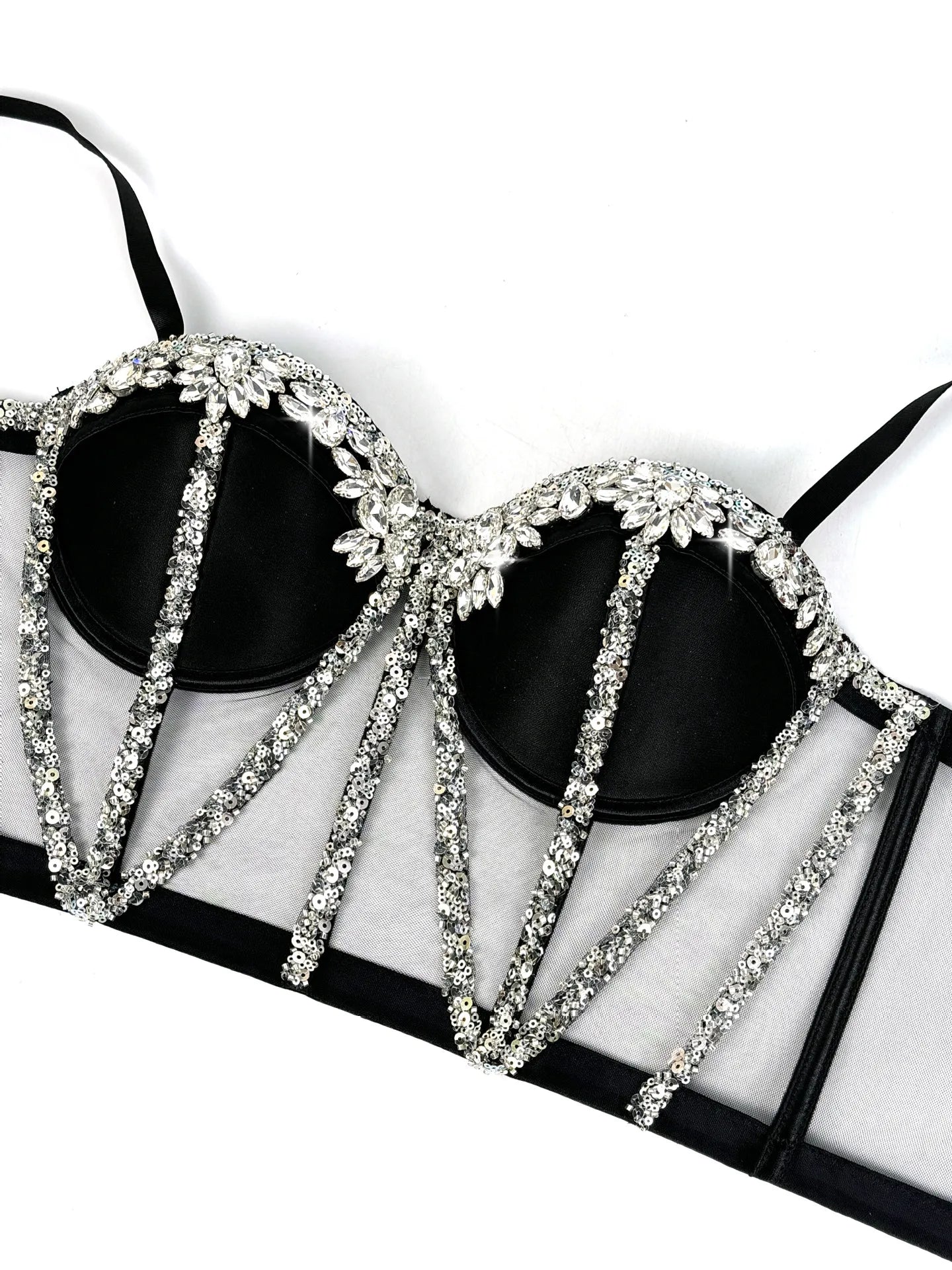 Rhinestones Female Corset Top Women Camis Nightclub Pearls Short Chest Binder Sexy Camisole Mujer Lingerie Tube Bra Debardeur