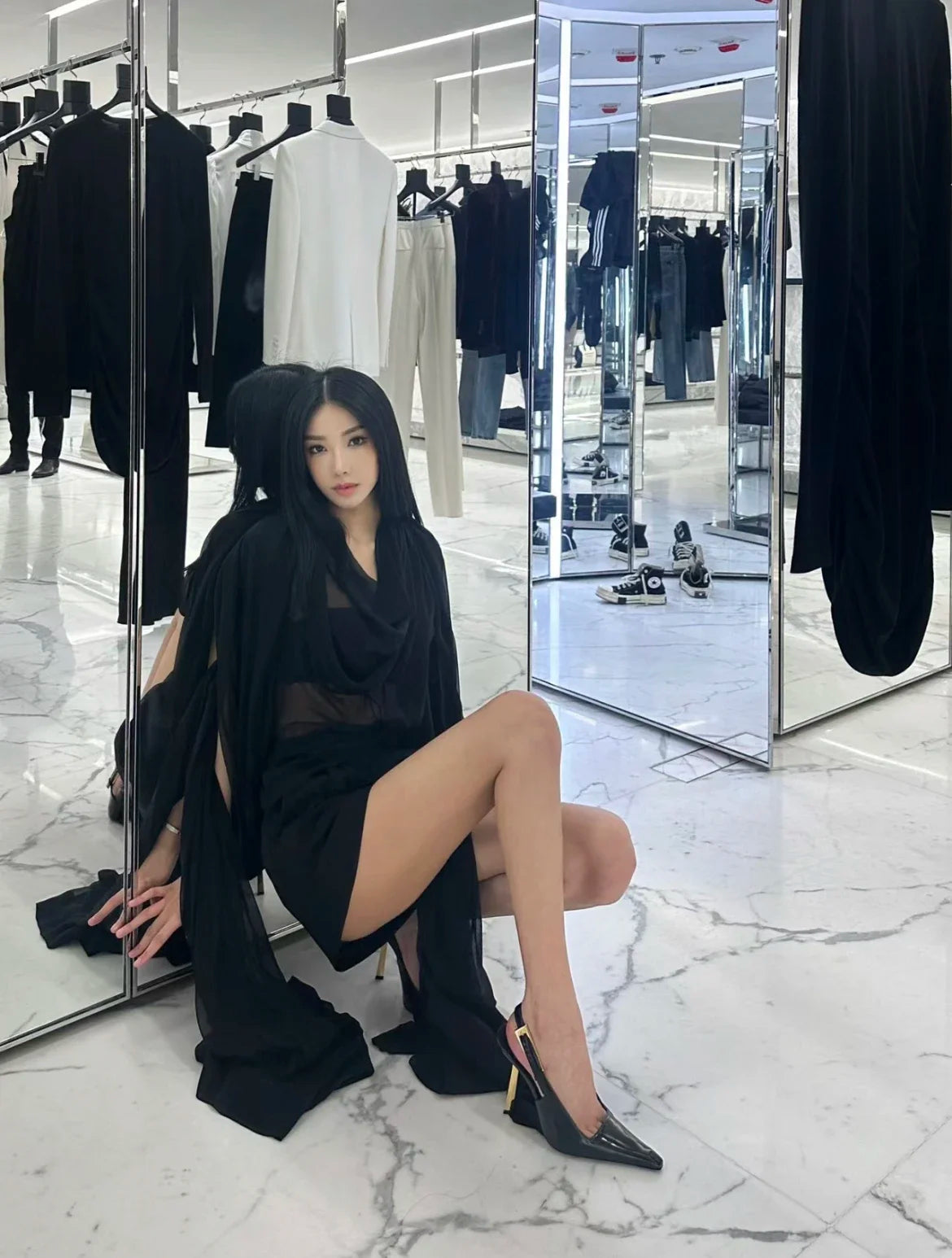 Black Pointed Toe High Heels Thin Heel Metal Cap Sandals Women's Shoes Elegant Painted Leather Sexy Fine Heel New 2025