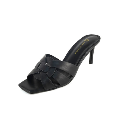 Summer Elegant Women's High Heels Leather Open Toe Fish Mouth Slippers Fashion Women's Shoes Luxury Party Shoes Plus Size 34-44