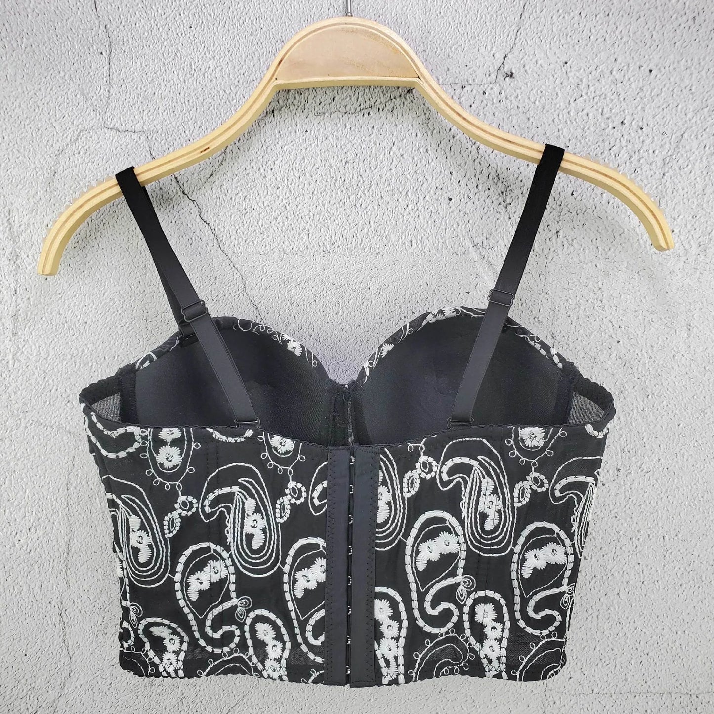 Women Crocheted 3D Lace Corset Stylish Floral Embroidery Bustier Push Up Bra Lady Tank Top Elegant Cropped Top Club Party Bralet