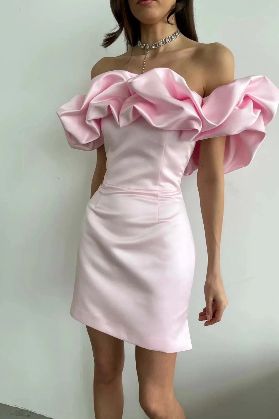 Women's Off Shoulder Ruffles Flower Party Dress, Sexy Bodycon Dresses, Elegant Female Package Hips, Night Party, Event Celebrate