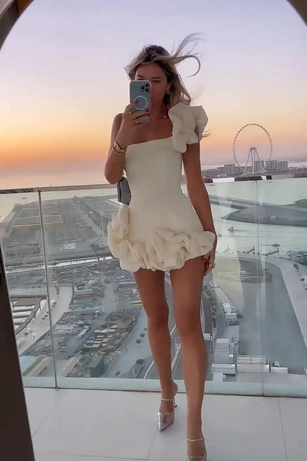2025 Summer Fashion New Elegant Temperament Party Evening Dress For Women Flower Sleeveless Off-Shoulder Sexy Pleated Rose Dress