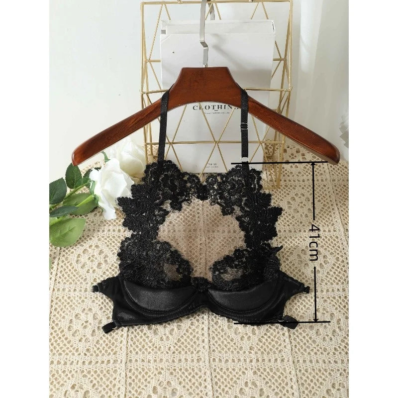 Backless Tank Tops for Women Hollow Out Neck-mounted Bare Midriff Build in Bra Lace Patchwork Camis Summer Gallus Dropshipping