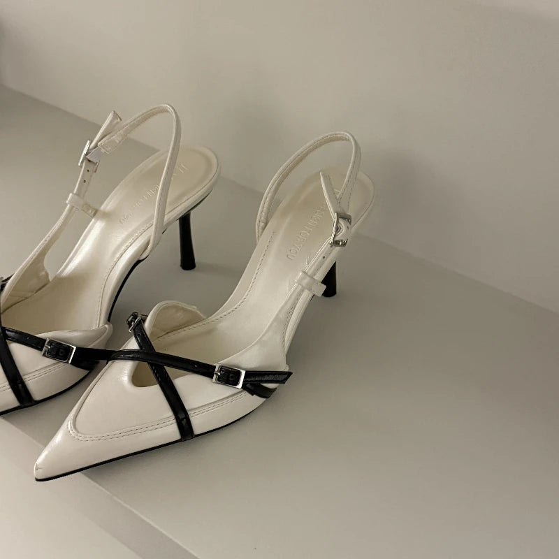2026Summer New Luxury Women's Sandals Fashionable Color Block Stiletto Sandals Elegant Dress Party Open-Heel Women's High Heels