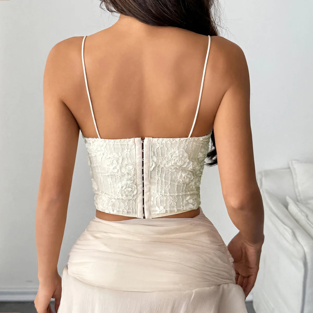 SINGREINY 3D Floral Jacquard Beach Party Tank Top Fashion Women Corset Embroidery Camisole French Hot Girl Vacation Y2K Slim Top