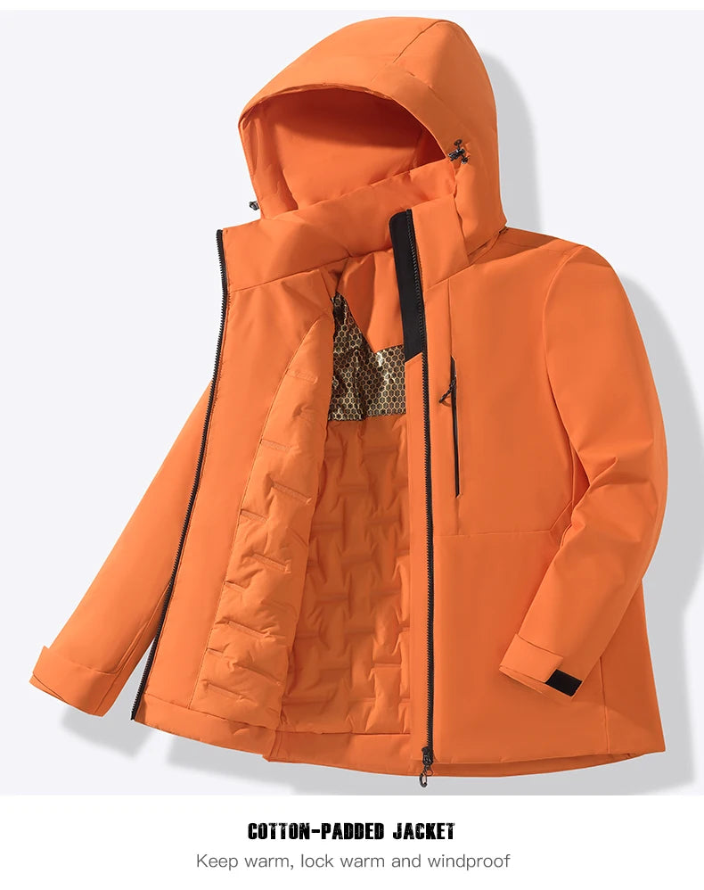 JNLN Unisex Waterproof Fleece Jackets Winter Windproof Thermal Windbreaker Men Women Hiking Camping Skiing Climbing Raincoat