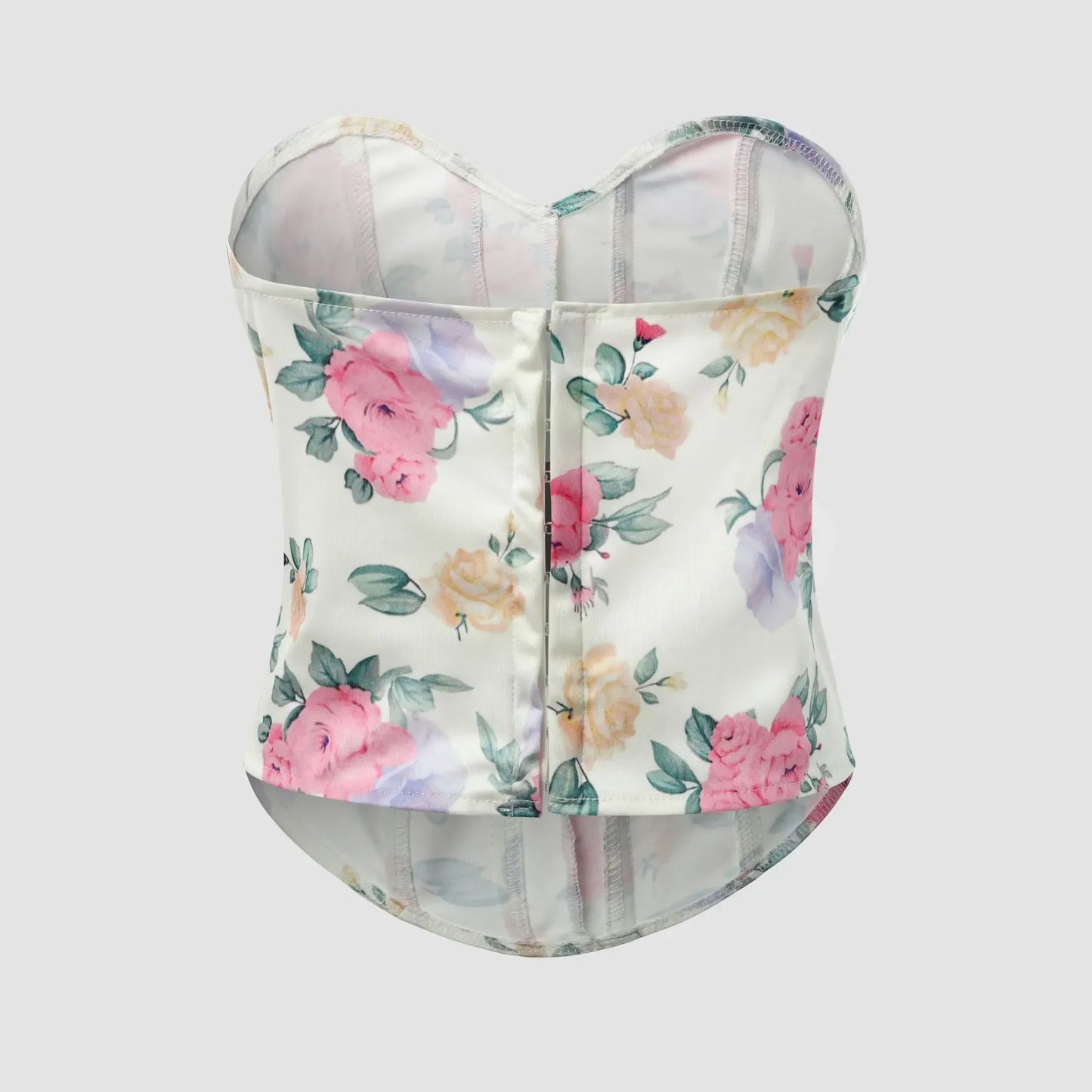 Women Floral Top Sexy Spicy Girl Tank Top Low cut Open Back Flower Wrapped Chest Diamond Fish Bone Strap Waist Vest Tank Top Y2K