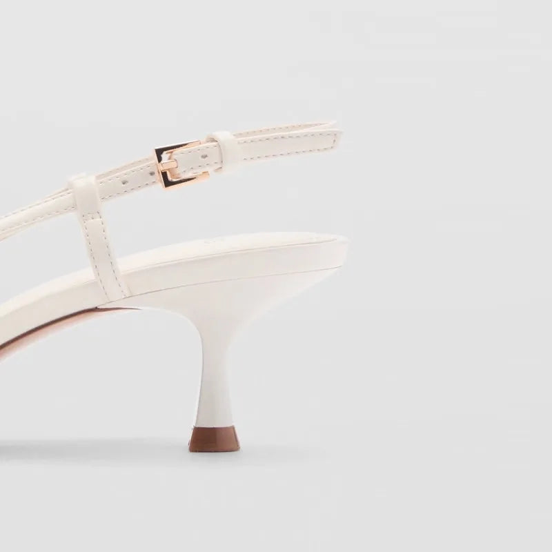 Fashion Metal Decoration Designer Pumps Women Sexy Pointed Toe Backless Banquet high Heels Luxury Wedding Bridal Shoes Sandals