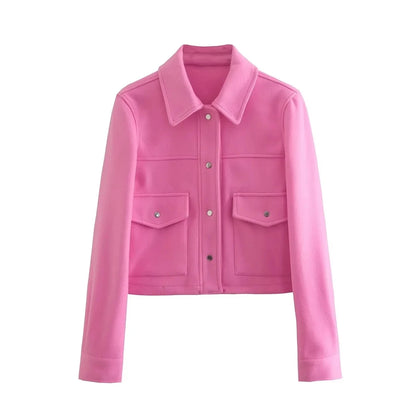 HH Jackets For Womens Autumn Fashion Solid Front Pockets Button Long Sleeve Jacket Elegant Woman Casual Outerwear Coat