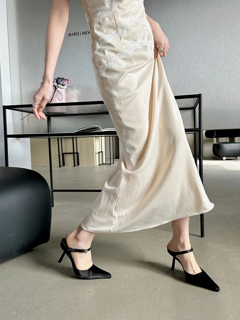 Eilyken New Design High Heels Woman Pumps  Buckle Strap Mules Slippers Sexy Pointed Toe Wedding Banquet Female Shoes