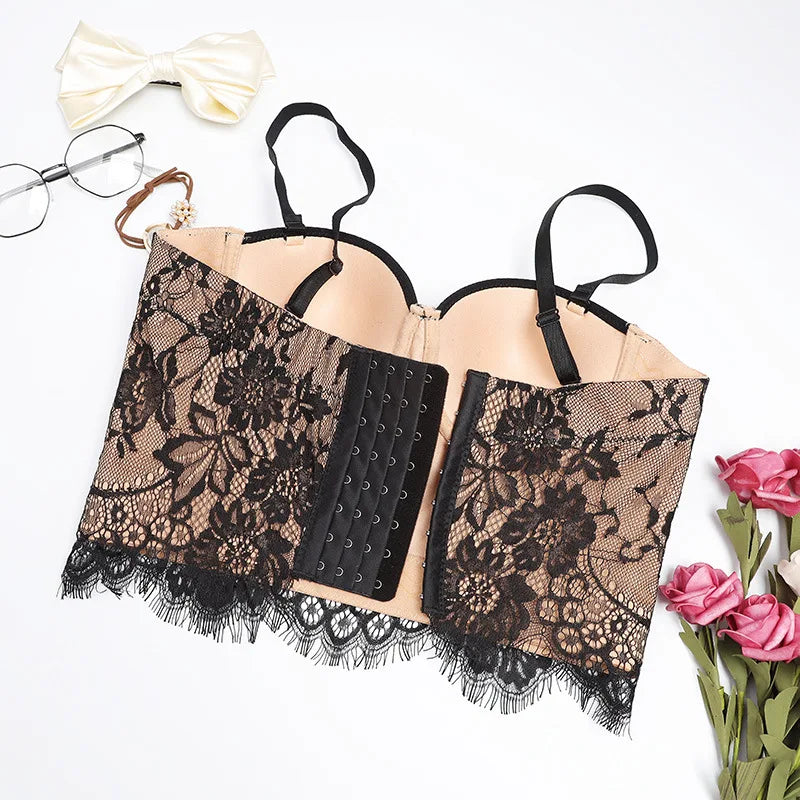 Floral Lace Lady Bustier Elegant Shaping Sexy Lace Women Corset Girls Slim Evening Wear Crops Lady Short Sweet Body Shaper Top