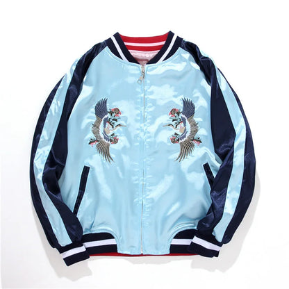Double Sided Satin Baseball Jacket Women Sukajan Bomber Jacket Female Girls Embroidery Coat 2026 Spring Autumn Pink Z1