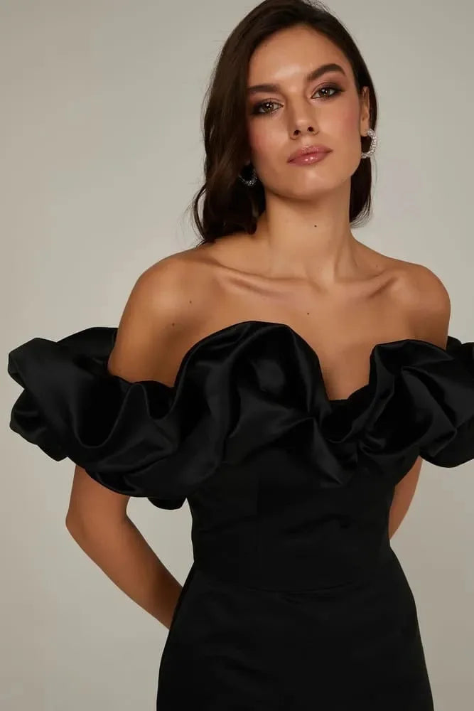 Women's Off Shoulder Ruffles Flower Party Dress, Sexy Bodycon Dresses, Elegant Female Package Hips, Night Party, Event Celebrate