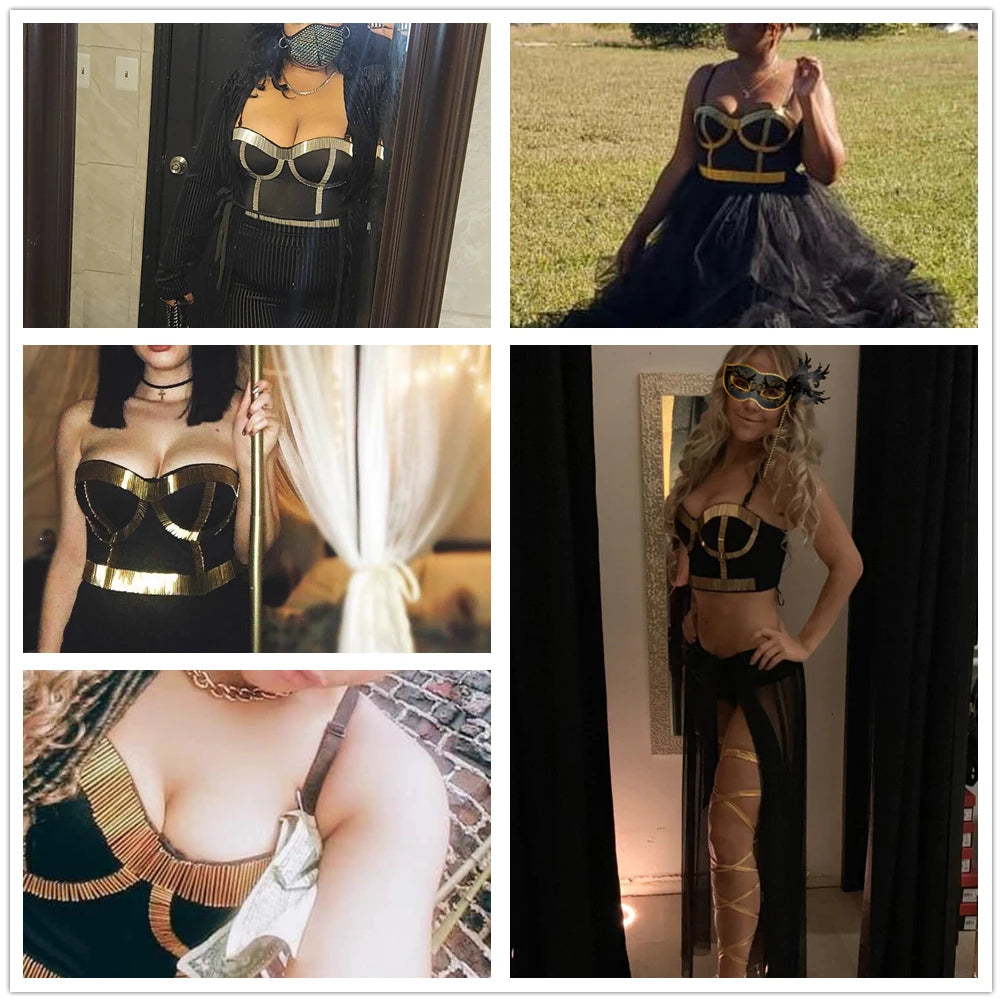 Women Tank Tops Sexy Sequined Diamond Bra Woman Clothes Push Up Bustier Club y2k Crop Top Party Ladies Corset Blusas Ropa Mujer