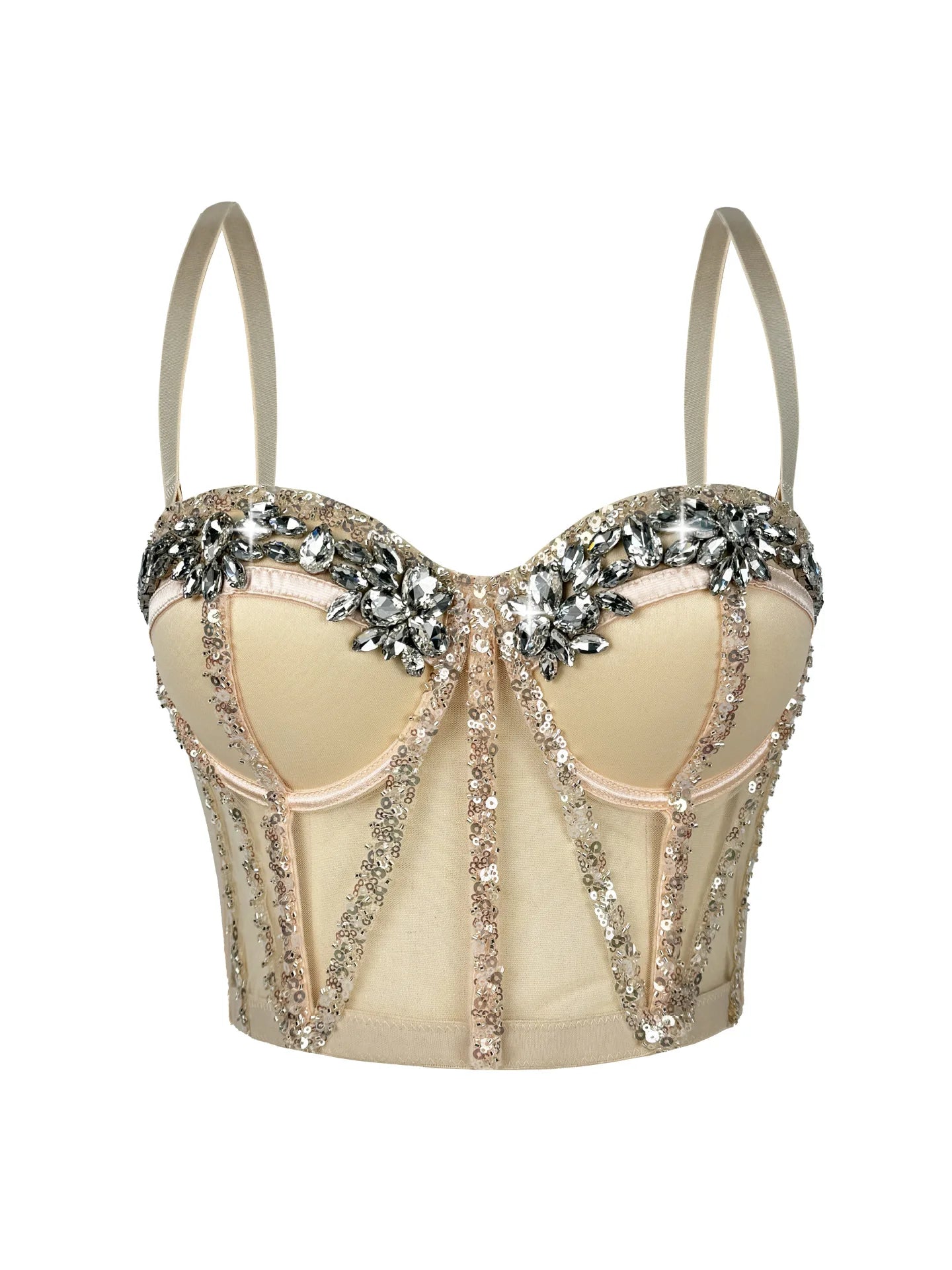 Rhinestones Female Corset Top Women Camis Nightclub Pearls Short Chest Binder Sexy Camisole Mujer Lingerie Tube Bra Debardeur