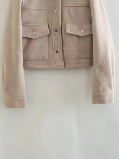 HH Jackets For Womens Autumn Fashion Solid Front Pockets Button Long Sleeve Jacket Elegant Woman Casual Outerwear Coat