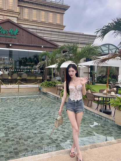 Floral Lace Lady Bustier Elegant Shaping Sexy Lace Women Corset Girls Slim Evening Wear Crops Lady Short Sweet Body Shaper Top