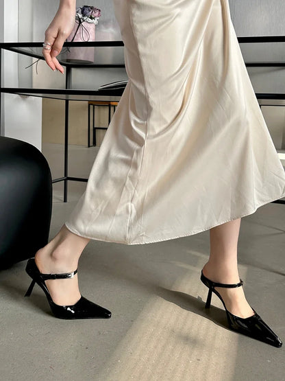 Eilyken New Design High Heels Woman Pumps  Buckle Strap Mules Slippers Sexy Pointed Toe Wedding Banquet Female Shoes