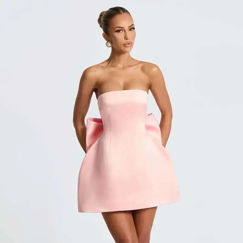 Townlike Bow Backless Nightclub Sexy Party Dress Women Mini 2025 Spring Summer Dress Strapless Slim Bodycon Dresses