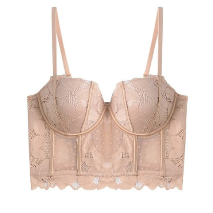French Ladies Transparent Mesh Corset Sexy Shaper Thin Bra Set Night Club Sweet Cropped Top Girls Hot Bra and Panties Bralette
