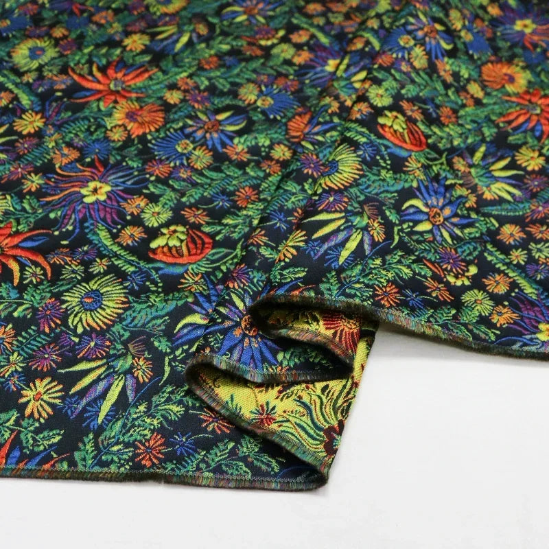 Yarn-dyed Jacquard Fabric Autumn Winter Flower Dress Suit Jacket Clothing European Brand Fashion Design Diy Sewing Cloth