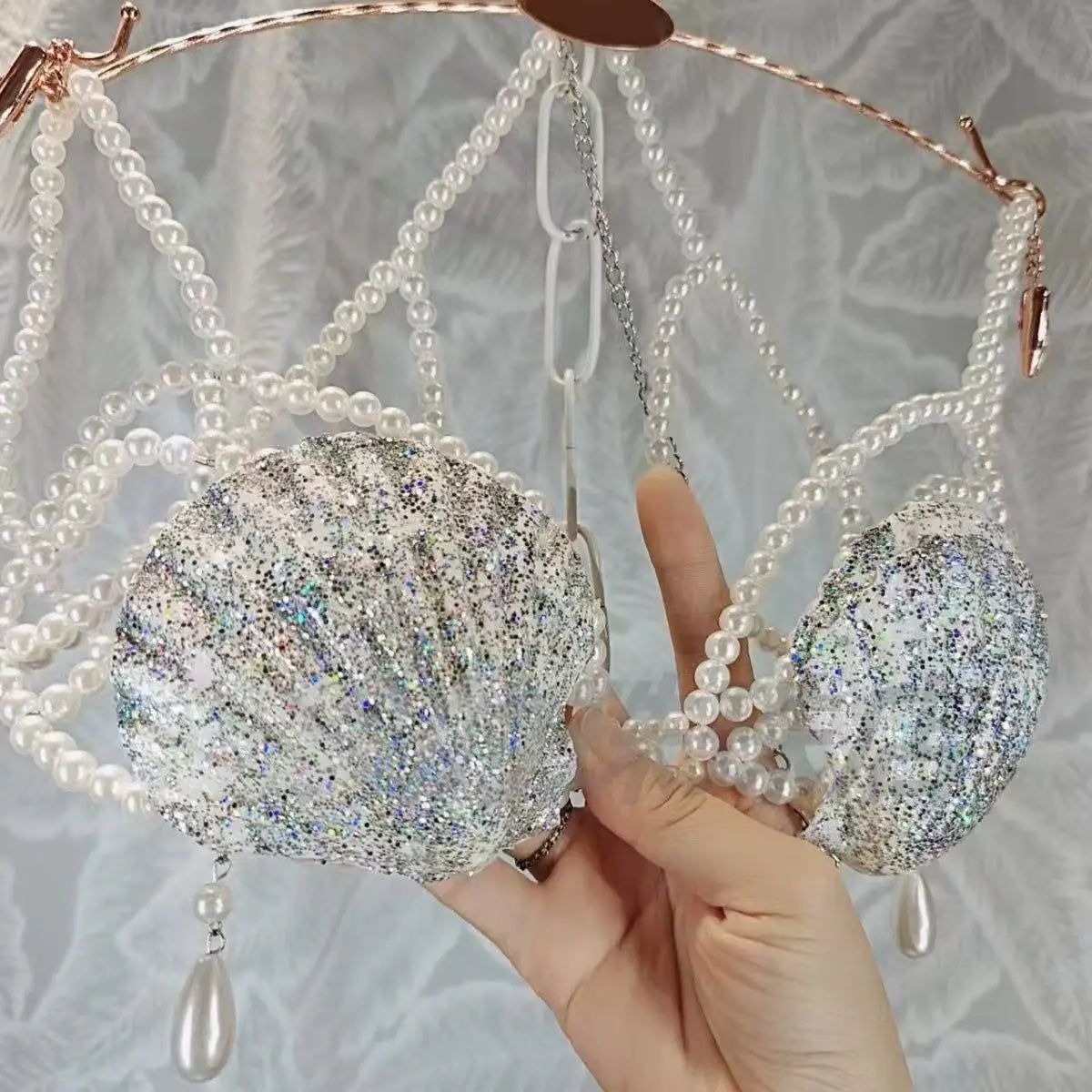 New Handmade Mermaid Bra Size Adjustable Glitter Natural Shell Bra Ocean Theme Party Pearls Sexy Corset
