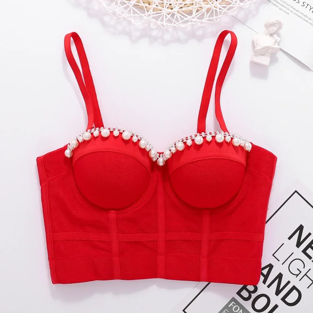 Women Tank Tops Sexy Sequined Diamond Bra Woman Clothes Push Up Bustier Club y2k Crop Top Party Ladies Corset Blusas Ropa Mujer