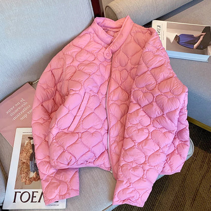 2024 Fashion Lightweight Cotton Padded Jackets Women Autumn Quilted Cotton Coat Warm Winter Pink Ultra Light Down Jacket Parkas
