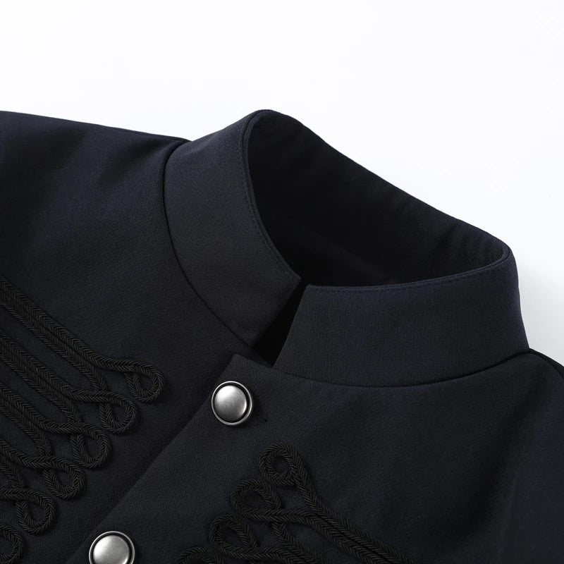 Vintage Napoleon Short Jacket for Women Stand Collar Full Sleeve Single-Breasted Slim Coat 2026 Spring Lady New Streetwear