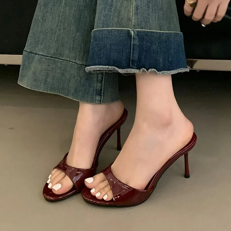 2025 New Slip On Women Stiletto Heels Shoes Luxury Fashion Round Toe Ladies High Heels Pumps Shoes Female Slides Footwear